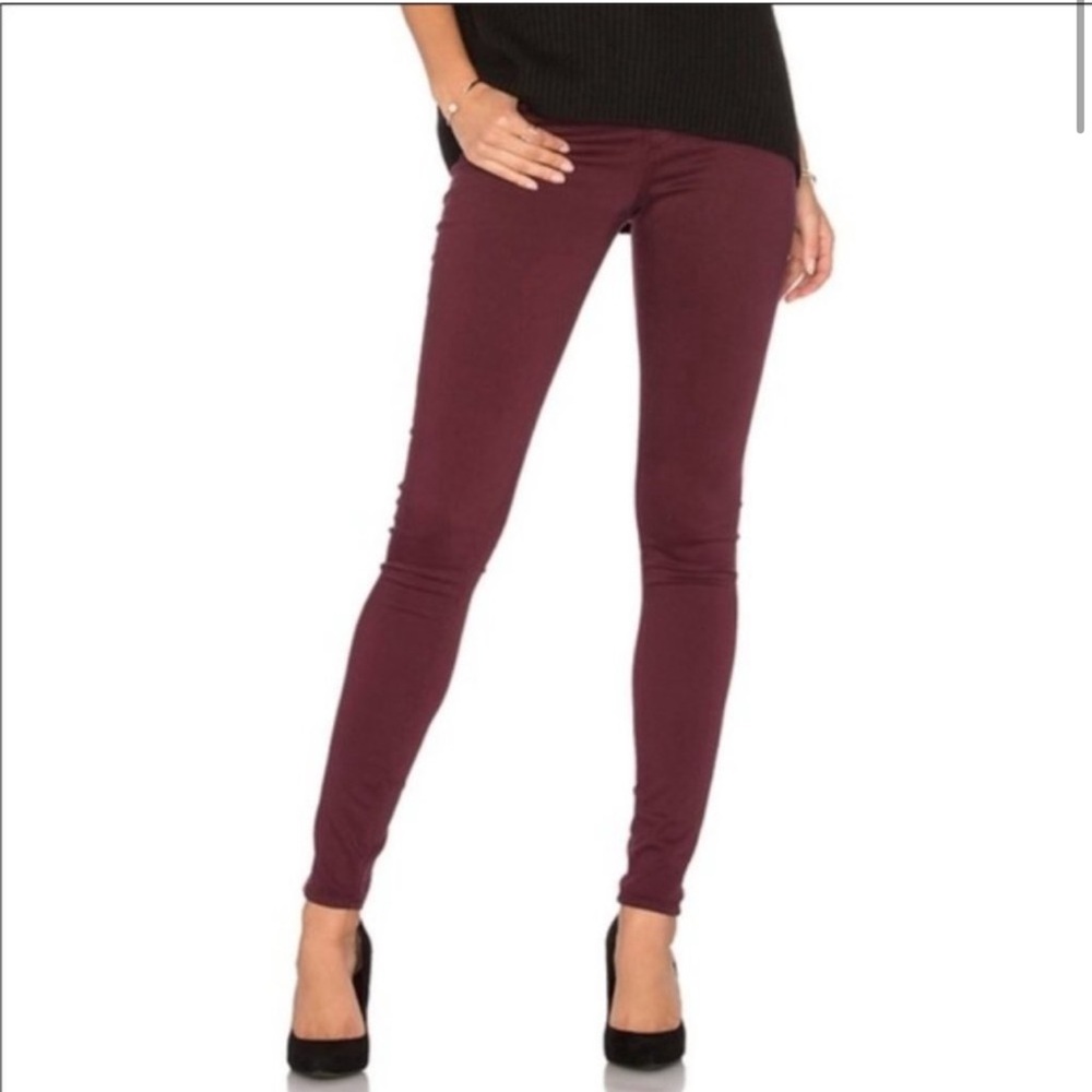 AG Adriano Goldschmied legging ankle super skinny ankle pants burgandy wine